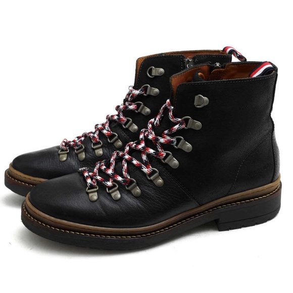 Tommy Hilfiger Elevated Hiking Boots FMOFM01911 Dark Brown Leather Mens Size 10 - Picture 2 of 9